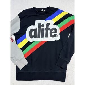 Alife New York Colorblock Rainbow Stripe Crewneck Sweatshirt SZ Large Streetwear